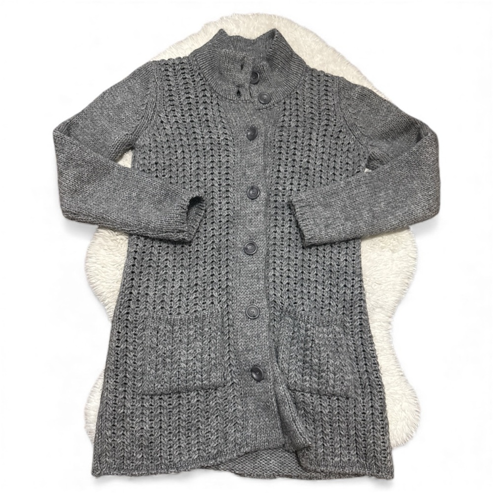 Bianca B. Gray Women's Cable Knit Wool Blend Cardigan Medium - Picture 2 of 10
